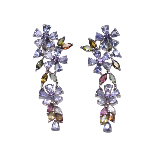 Aretes Jardín de Tanzanita y Turmalina