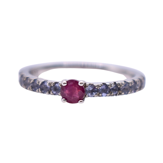 Anillo Crepúsculo Rubí y Tanzanita