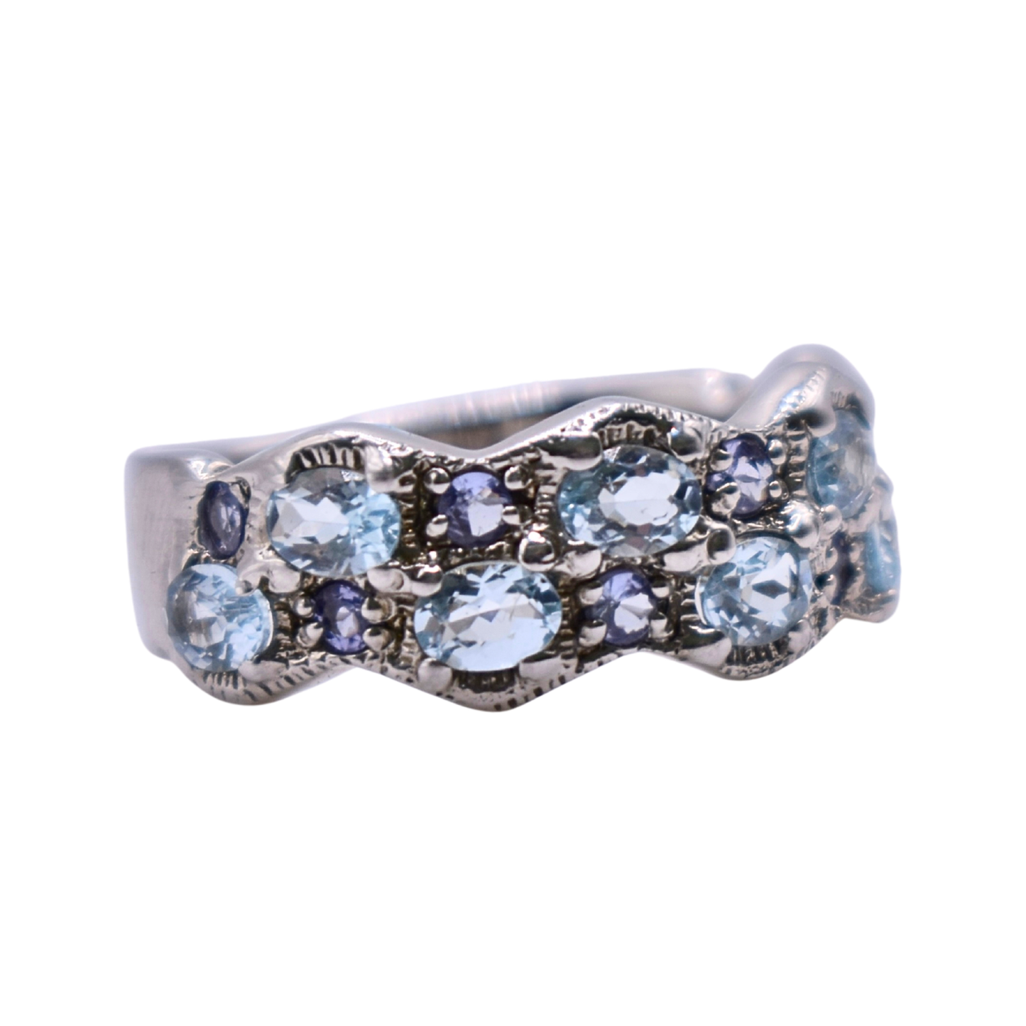 Anillo Marea de Aguamarina y Tanzanita