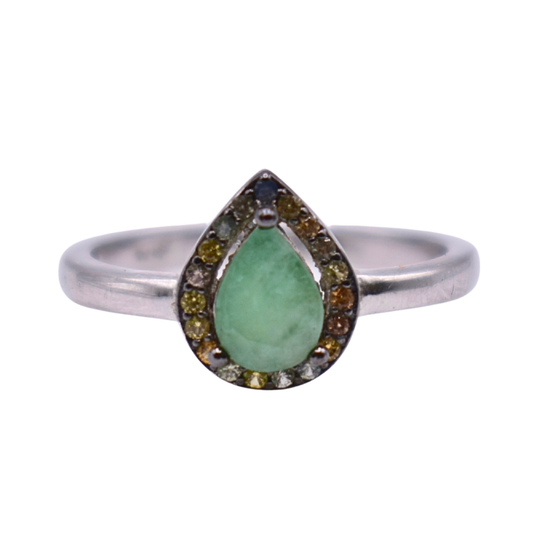 Anillo Aurora de Esmeralda y Zafiro Multicolor