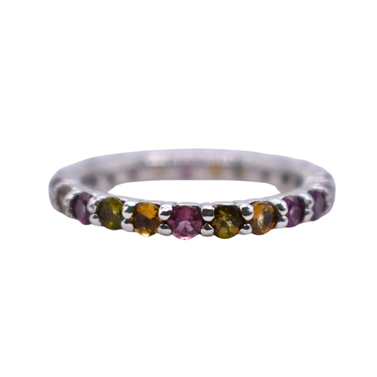 Anillo Mosaico de Tourmalina Multicolor