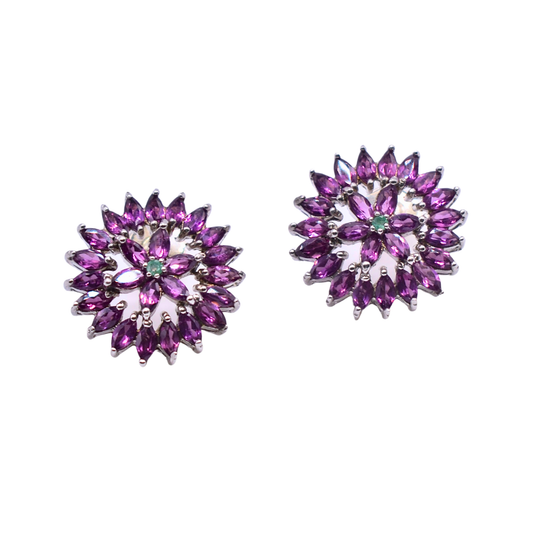 Aretes Dalia de Rodolita y Amatista
