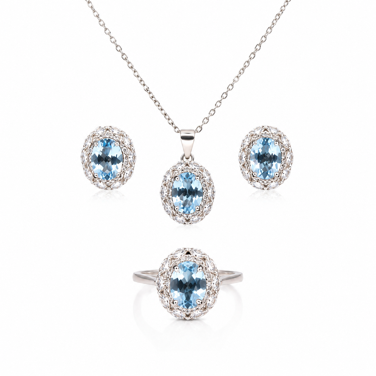 Set Cinderella sky blue topaz