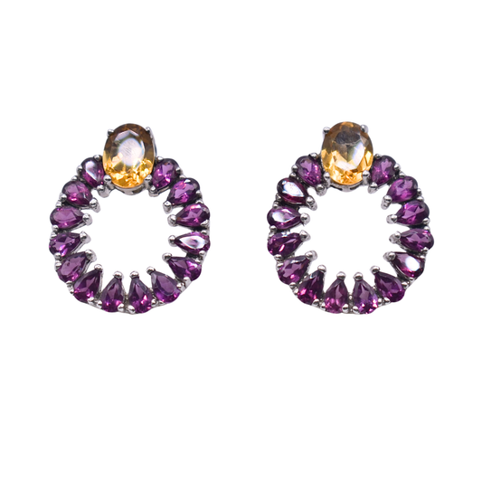 Aretes Aurea de Citrino y Rodolita