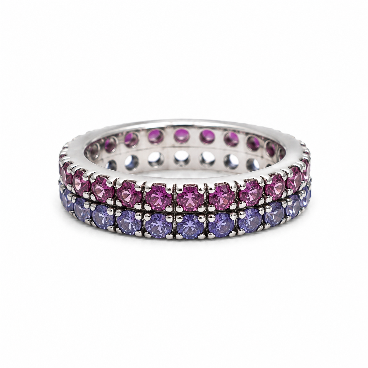 Anillo Duetto de Tanzanita y Rodolita