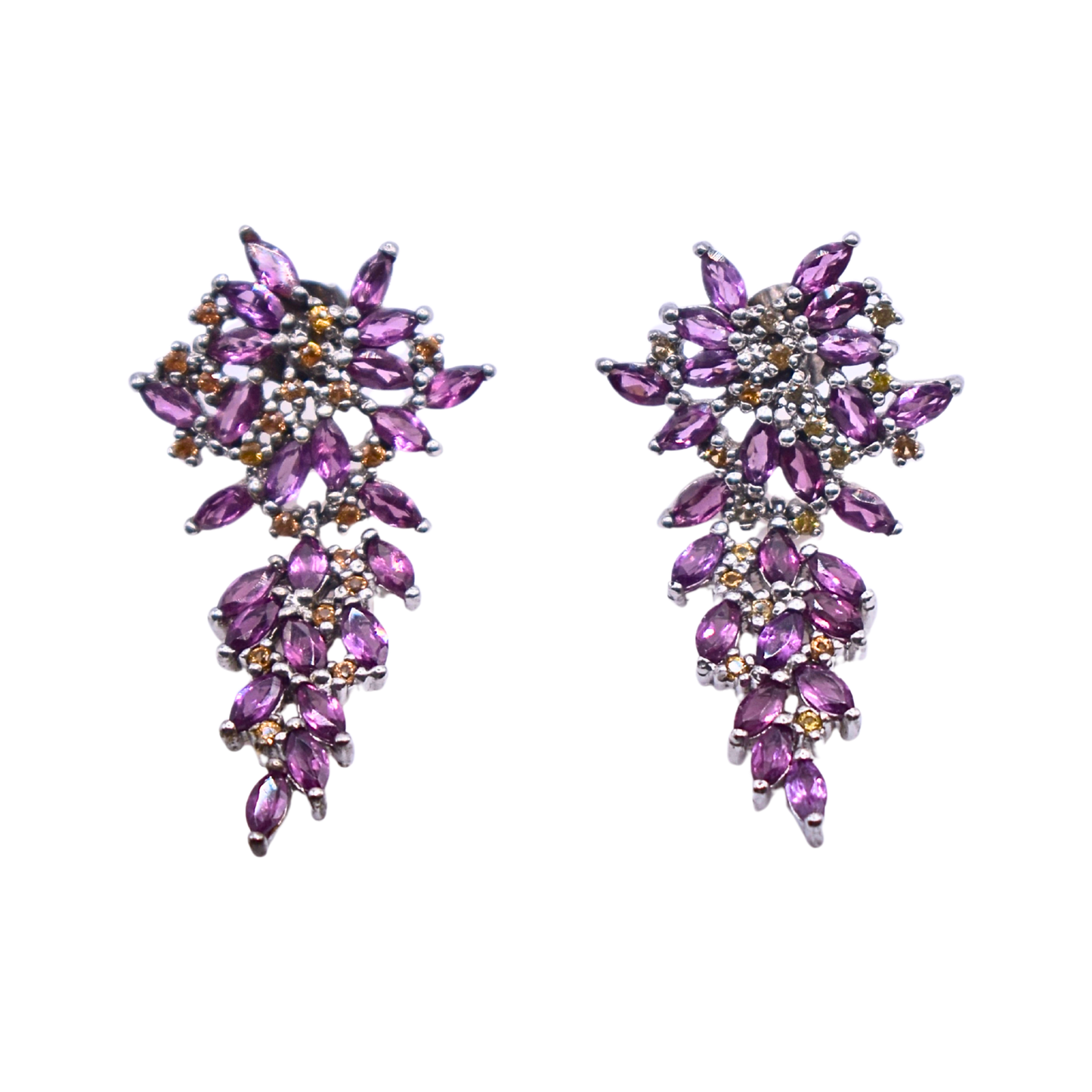 Aretes Cascada de Rodolita y Zafiro Amarillo